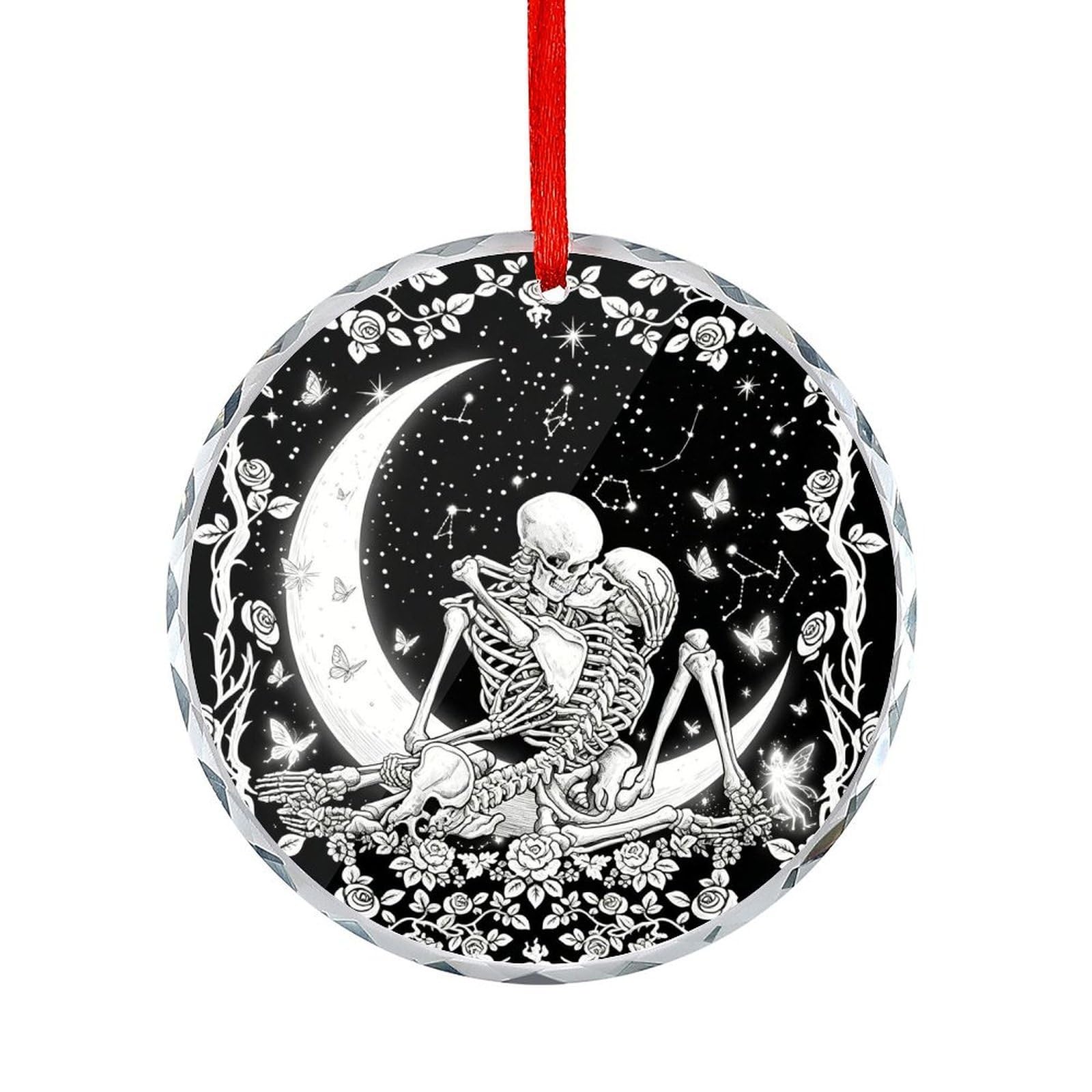 Btcowzrv Style Lovers Skull Round Ornament Hanging Pendant Decor