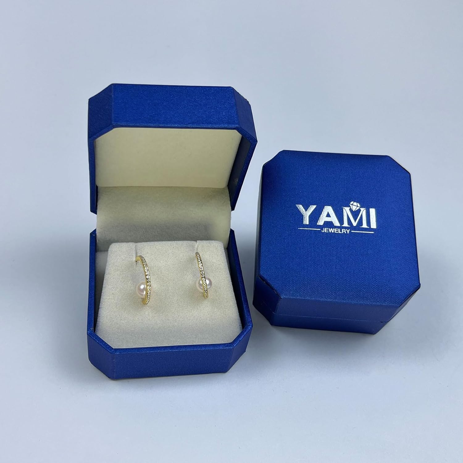 YAMI Natural Round Pearl Earrings, 925 Sterling Silver Cubic Zirconia Open Hoop Earrings for Women, 6-7MM Saltwater/Freshwater Cultured Pearl Jewelry Gifts for Mother - Image 6