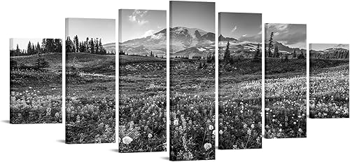 Miniatura 1 de KREATIVE ARTS Lienzo decorativo extra grande de 7 paneles para pared, diseño de parque nacional Rainier al amanecer, pintura de paisaje, impresión
