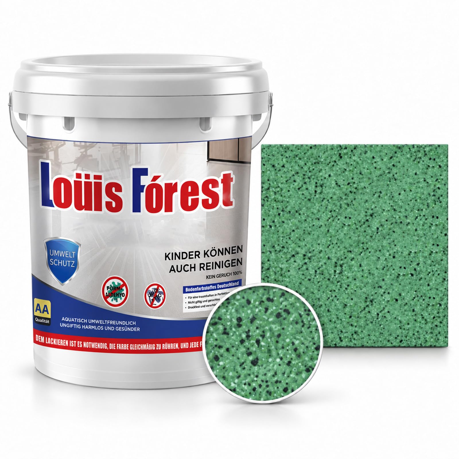 Chictrend Epoxy Floor Paint, Self Leveling Colored Sand Floor Coating, High Gloss Decorative Concrete Floor Paint for Garage, Basement, Workshop and Patio (Green,5kg)