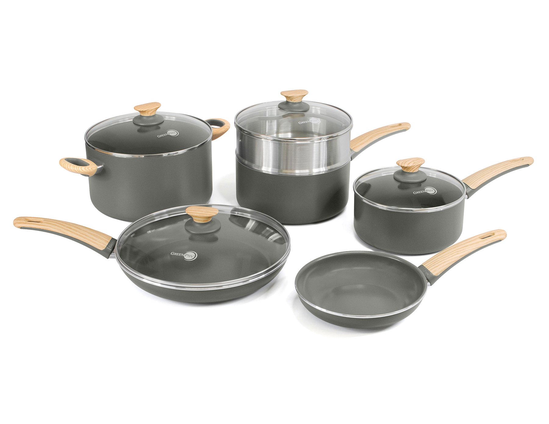 GreenPan Wood-Be 10pc Ceramic Non-Stick Cookware Set