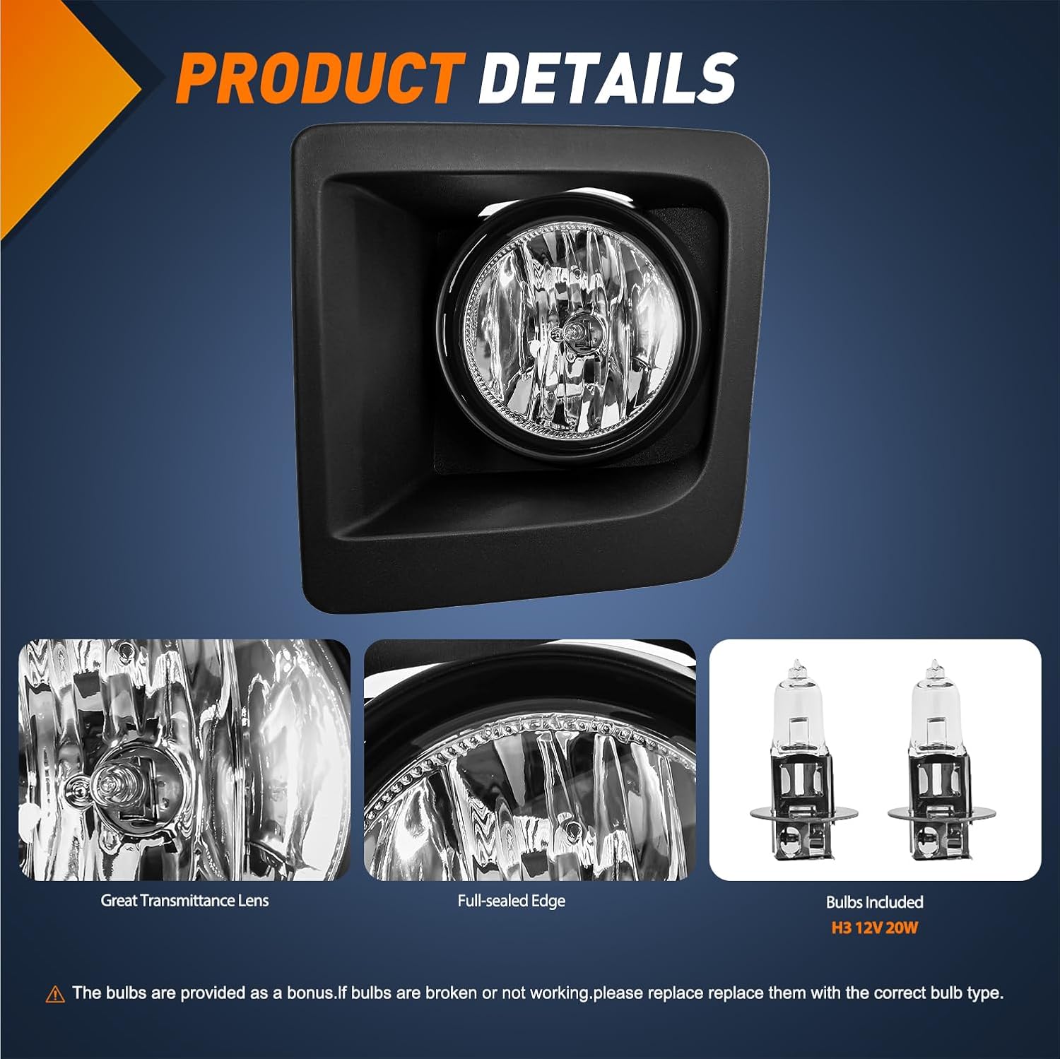 Nilight Fog Lights with H3 Halogen Bulbs