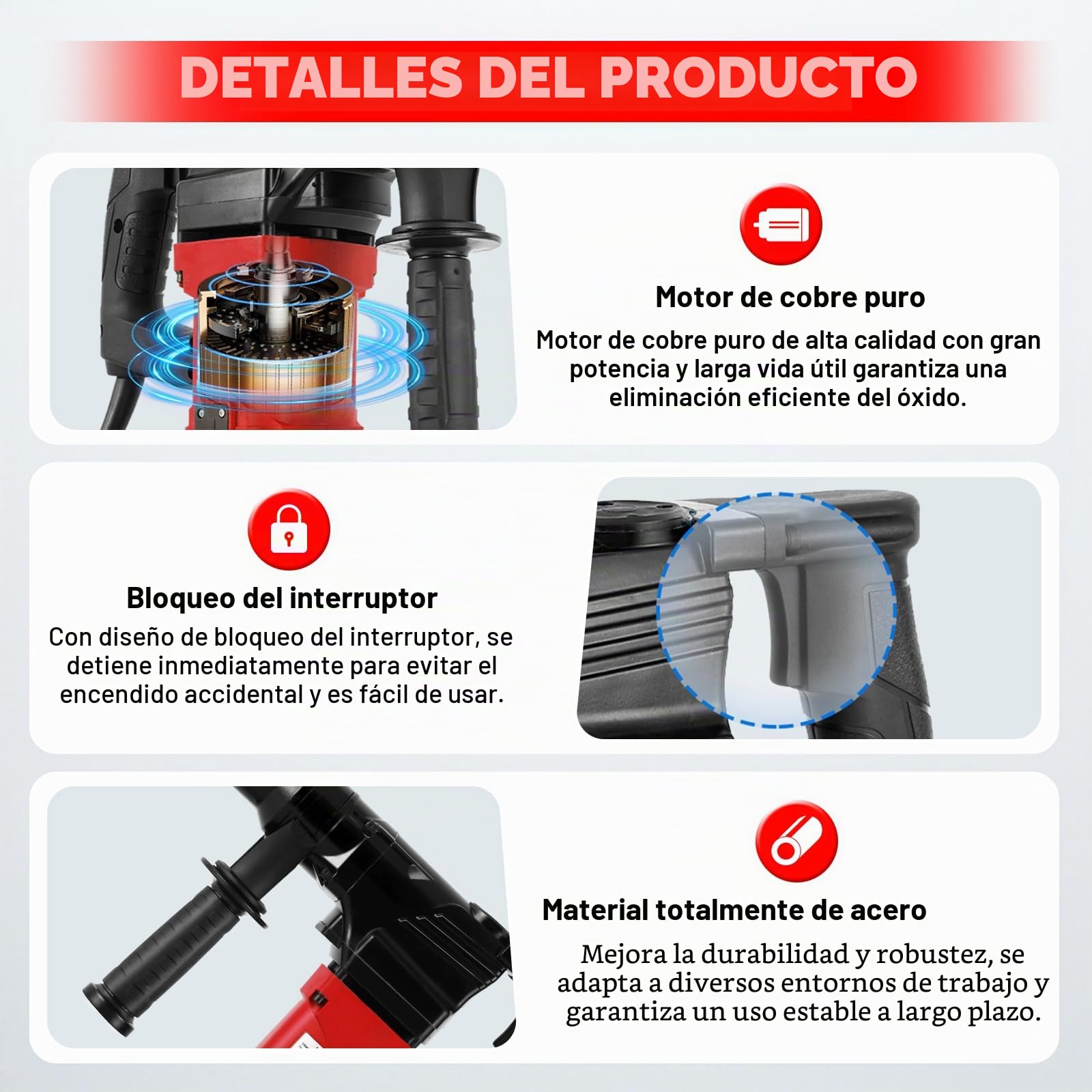 YUCHENGTECH Escalador de Agujas Electrico 1100W | Pistola Eléctrica de Desoxidación Con 100 Agujas de Acero Escalador de Agujas para Quitar óxido Escoria Soldadura y Pintura
