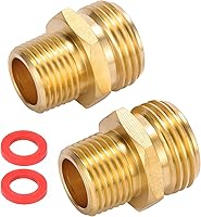 Sanpaint 2 Pack Brass 3/4" GHT to 1/2" NPT Male Connector - Leak-Proof Garden Hose to Pipe Adapter Fittings
