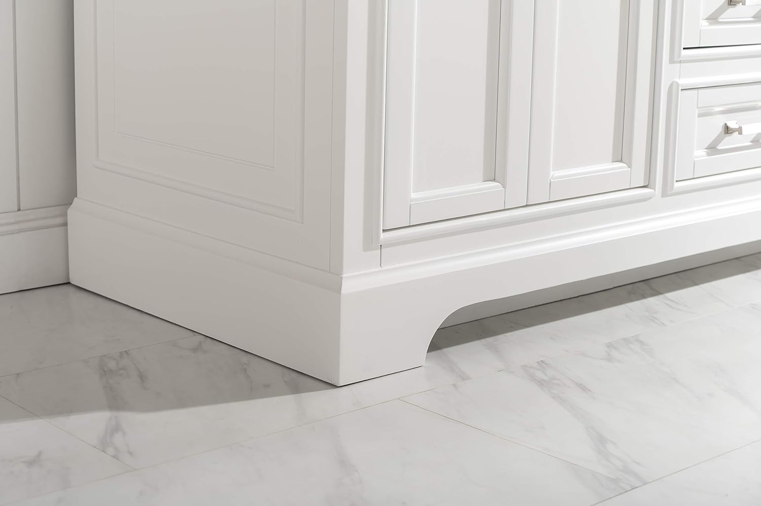 Design Element ML-60S-WT Milano 60" Single Bathroom Vanity Set in White with Carrara Marble and Sink - - 