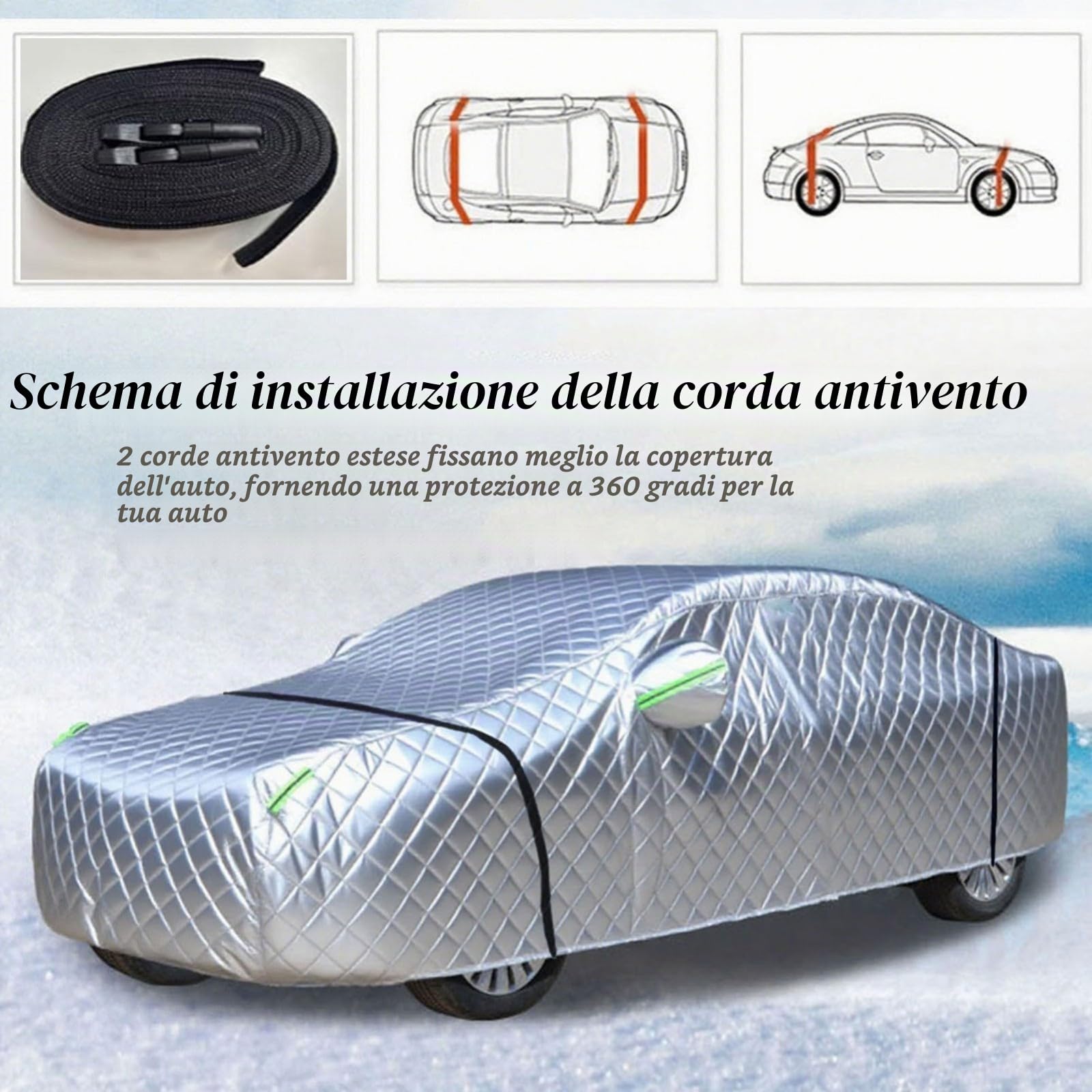 Telo Antigrandine Auto per For-d Fiesta (2013-2024) Copertura Antigrandine Esterno – Telo Copriauto Invernale Pesante, Tutte le Stagioni Impermeabile Anti-UV Anti-Neve Anti-Gelo
