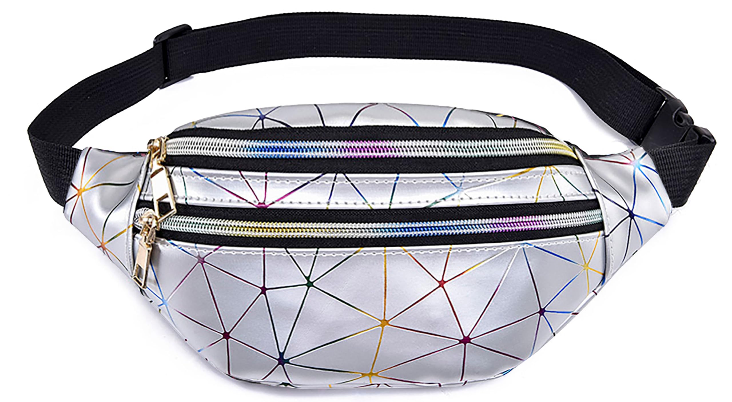 Photo 1 of **NON REFUNDABLE**
** BUNDLE OF 2**
YJHKMR Fanny Pack Crossbody Bags for Women Men Diamond Lattice Pattern Belt Bag Holographic Sling Bag Waterproof Waist Packs with Adjustable Belt for Party Festival Trip