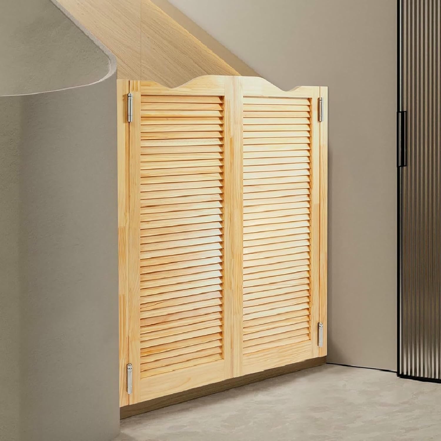 Swinging Doors Cafe Doors, Cafe Saloon Doors, Interior Solid Wood Swing Door with Metal Hinges, Bar Saloon Swinging Doors for Kitchen Stairs Bedroom Entrance Partition