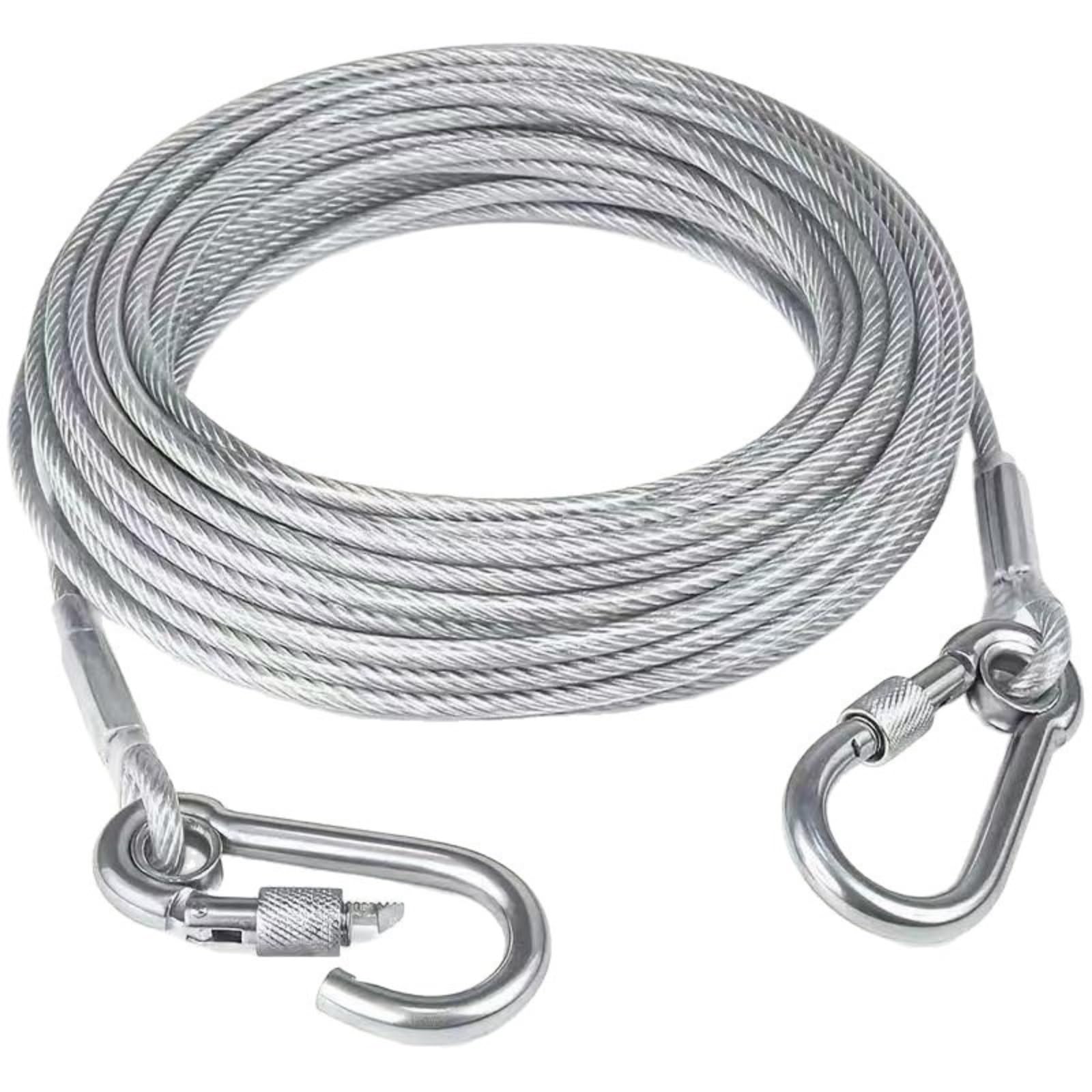 2mm PVC Coated Steel Wire Rope Heavy Duty Cable With Locking Carabiners For Lights Tents(5M)