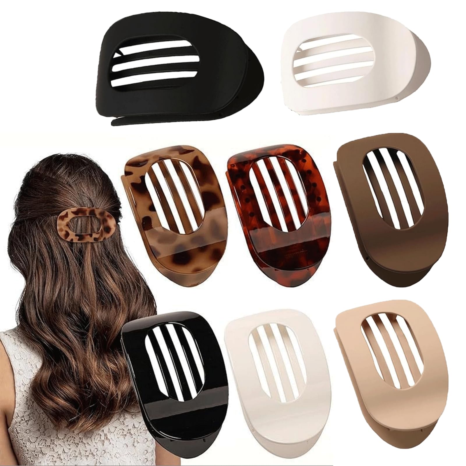 Wmzjnljy 8pcs Flat Hair Clips for Women Ergonomic Curved Hair Claw Clips Flat Hair Clips for Thick Thin Hair(Z127-8)