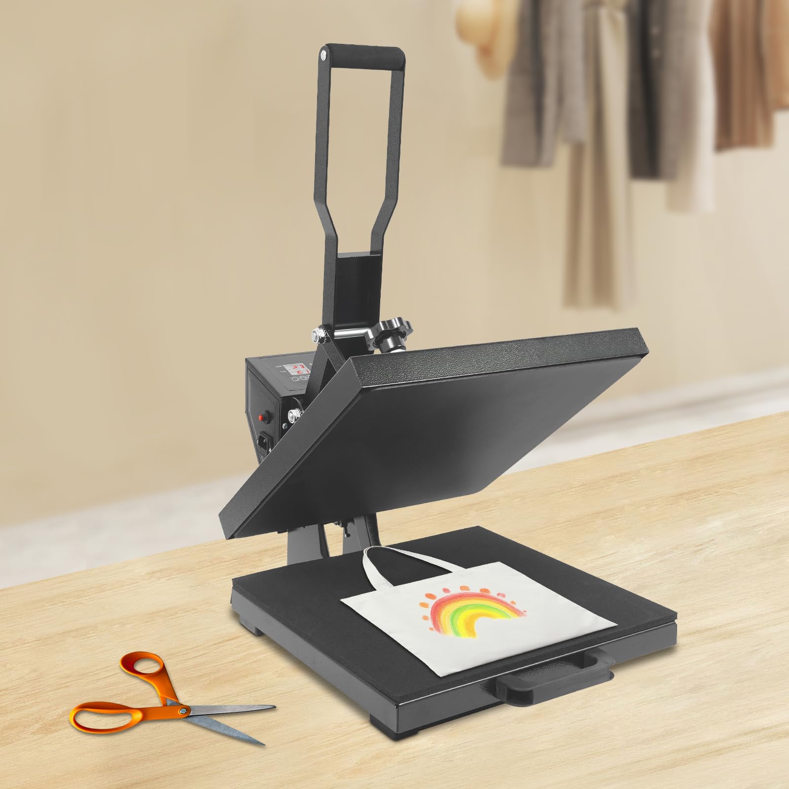 Pressa elettrica per stampa a caldo, 38 x 38 cm, 1400 W, con regolazione digitale della temperatura 32 – 482 ° F, pressa termica per magliette con protezione da sovraccarico