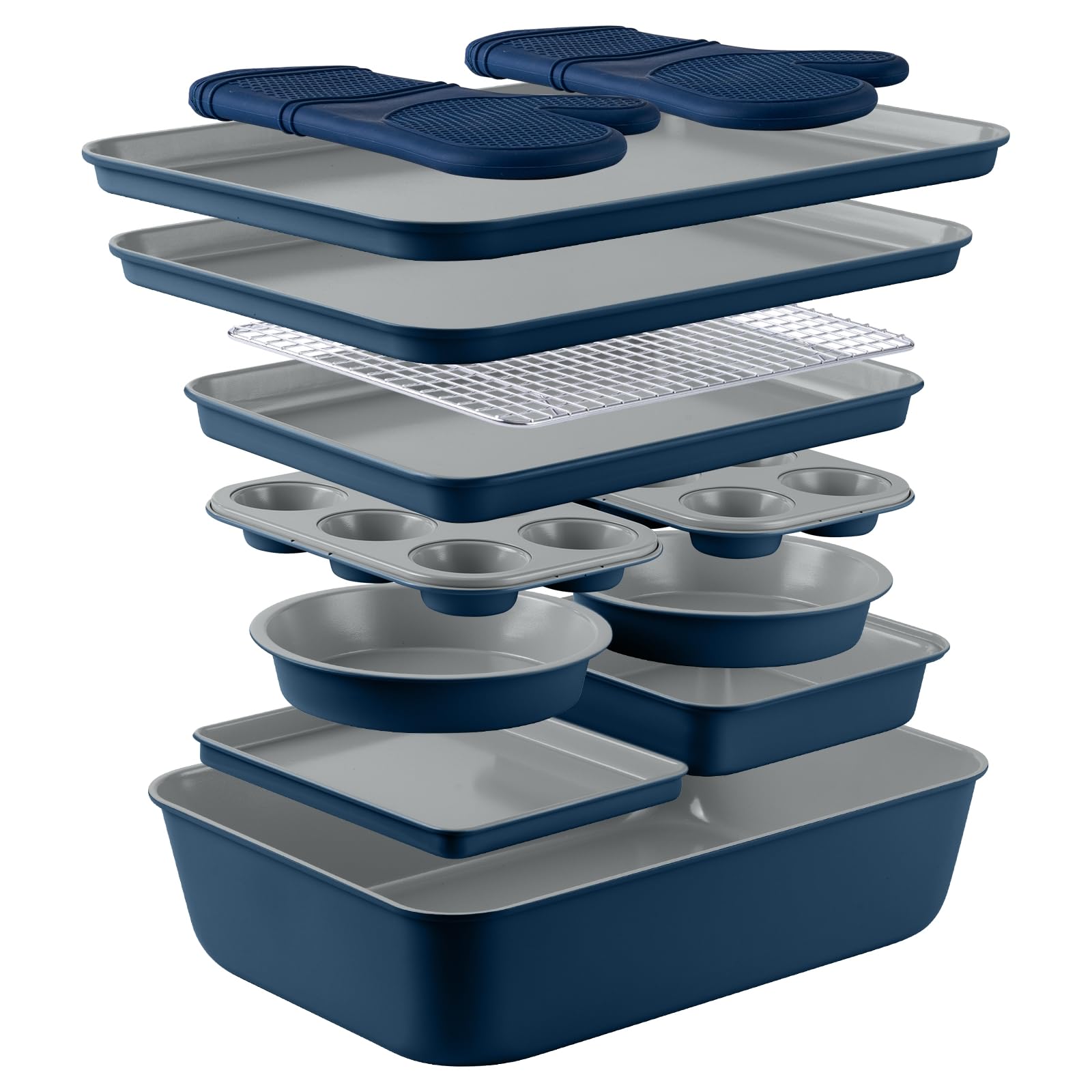 Nonstick Stackable Bakeware Set - Deluxe Heavy Duty, Durable, Easy Release Baking Set, De…