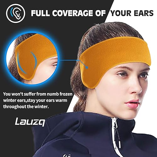 Miniatura 2 de Lauzq Invierno de forro polar calentadores de orejas para hombres, mujeres, niños, esquí, correr, ciclismo