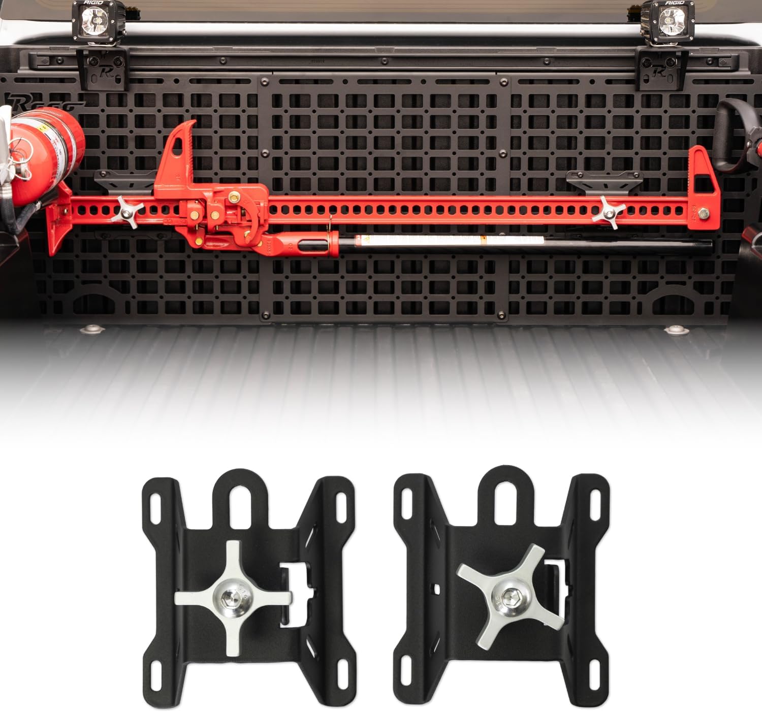 Rago Fabrication Universal Jack Mounts | Great for Molle Panels, Trucks, Trailers, Garages, & More | Designed for Rago, ADD Offroad, & DV8 Offroad Molle Panels | Sold as a Pair | Made in The USA