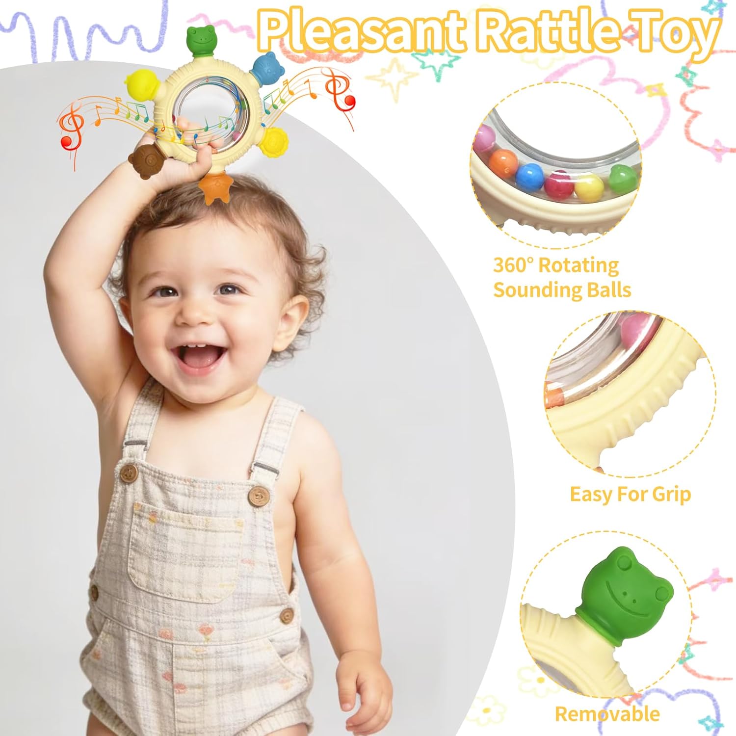 Easter Baby Teething Toys for Baby,Silicone Teether with Baby Rattle Teether &Baby Remote Control Teether,BPA Free,Relief Chew Sensory Toys Baby Chew Toys Soft for Chewing or Easter Gifts,0-24 Months