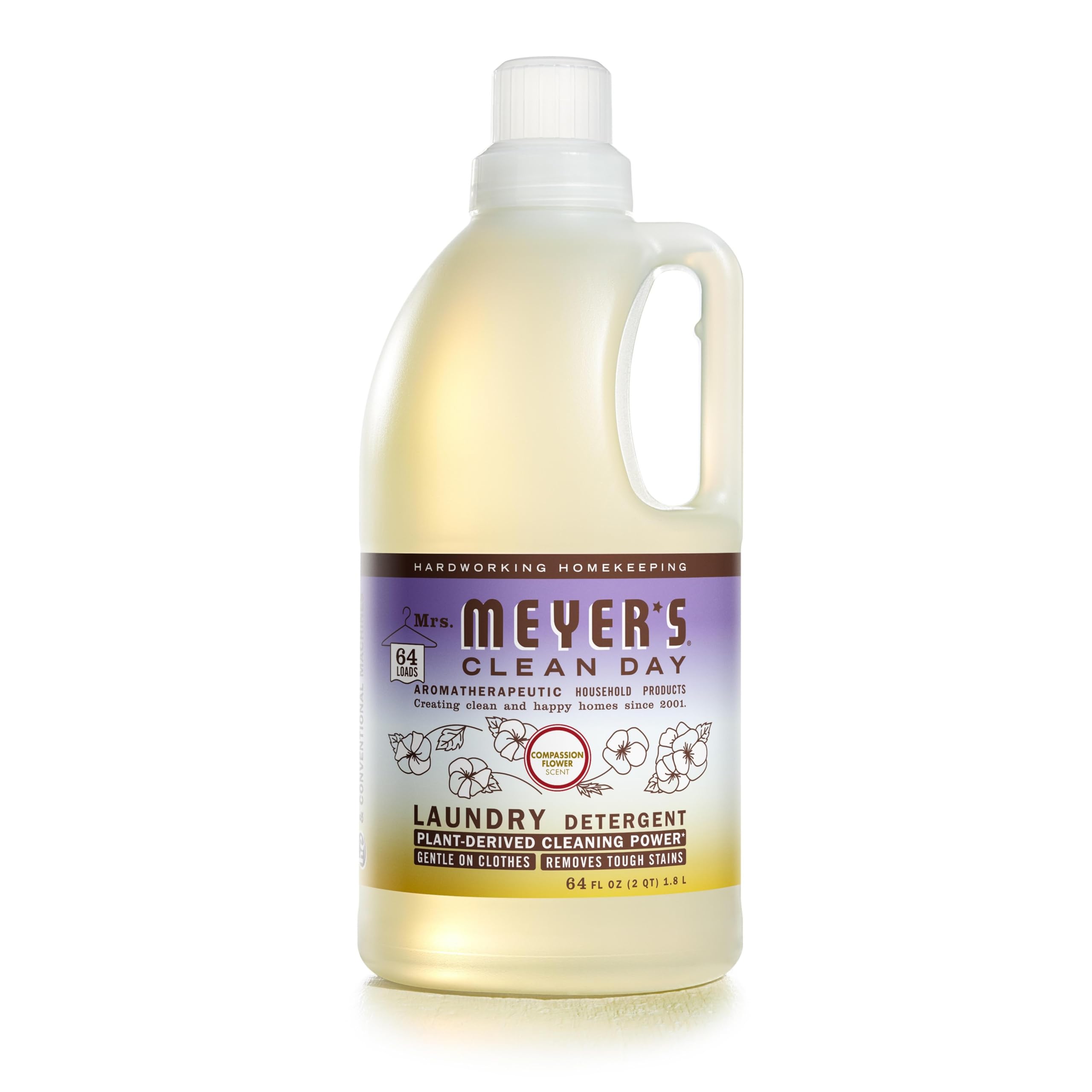 MRS MEYERS CLEAN DAY Liquid Laundry Detergent Infused with Essential Oils Compassion Flower 64 oz 64 Loads