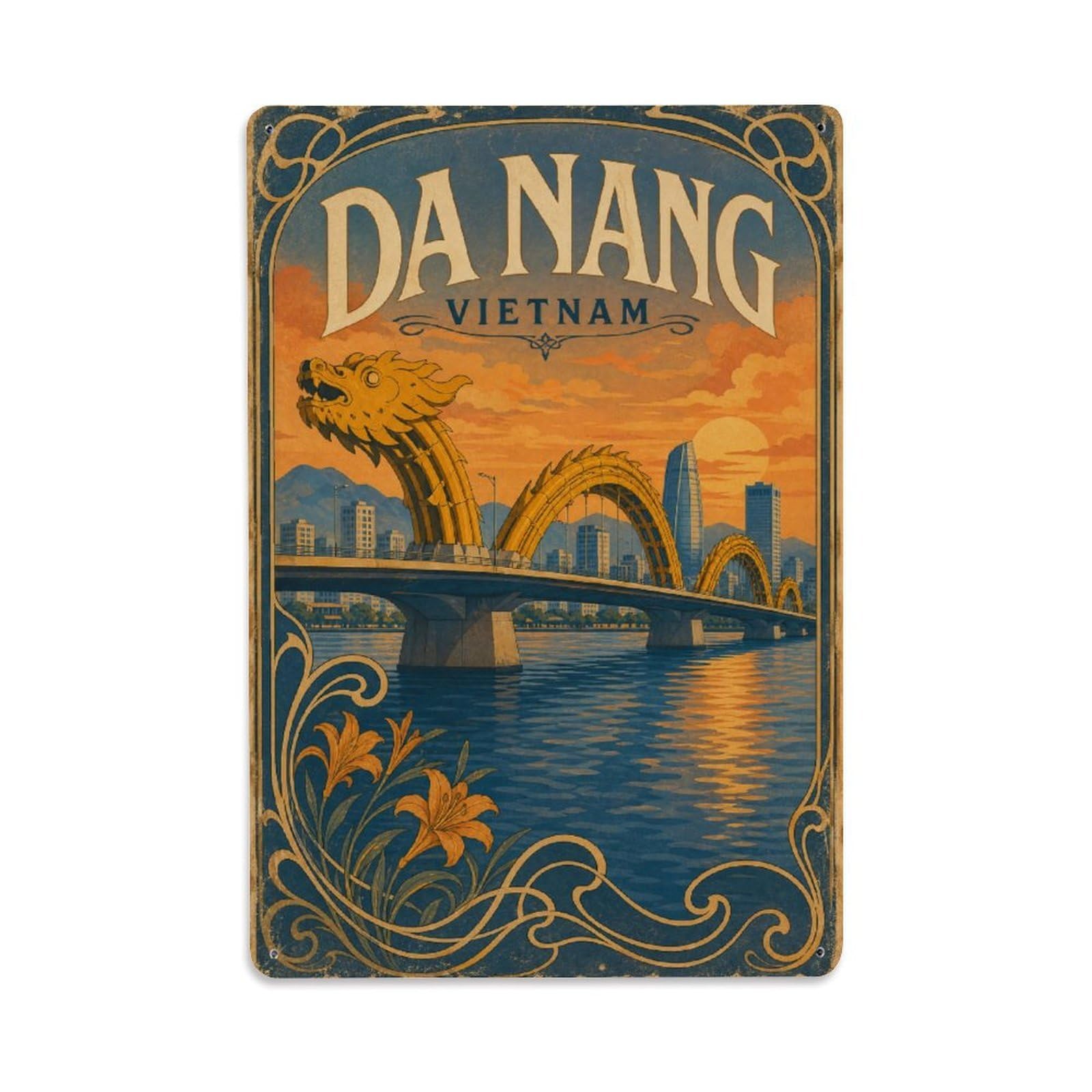 Fqcyn Style Metal Tin Sign Vintage Travel Vietnam Da Nang