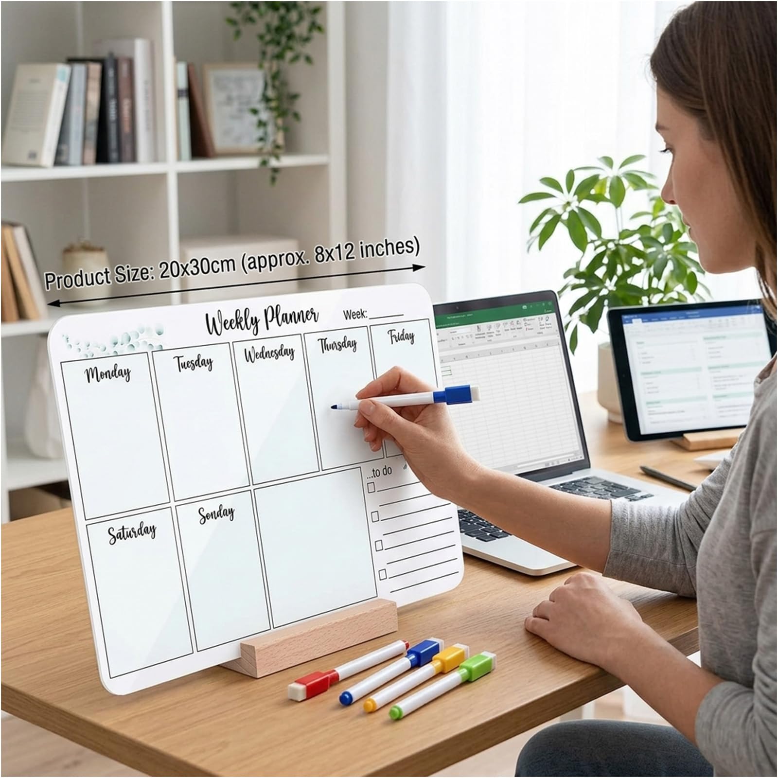1 set agenda mensile cancellabile in plastica acrilica con 5 penne cancellabili, adatta per l ' organizzazione ' ufficio, della scuola, della casa, ' agenda settimanale