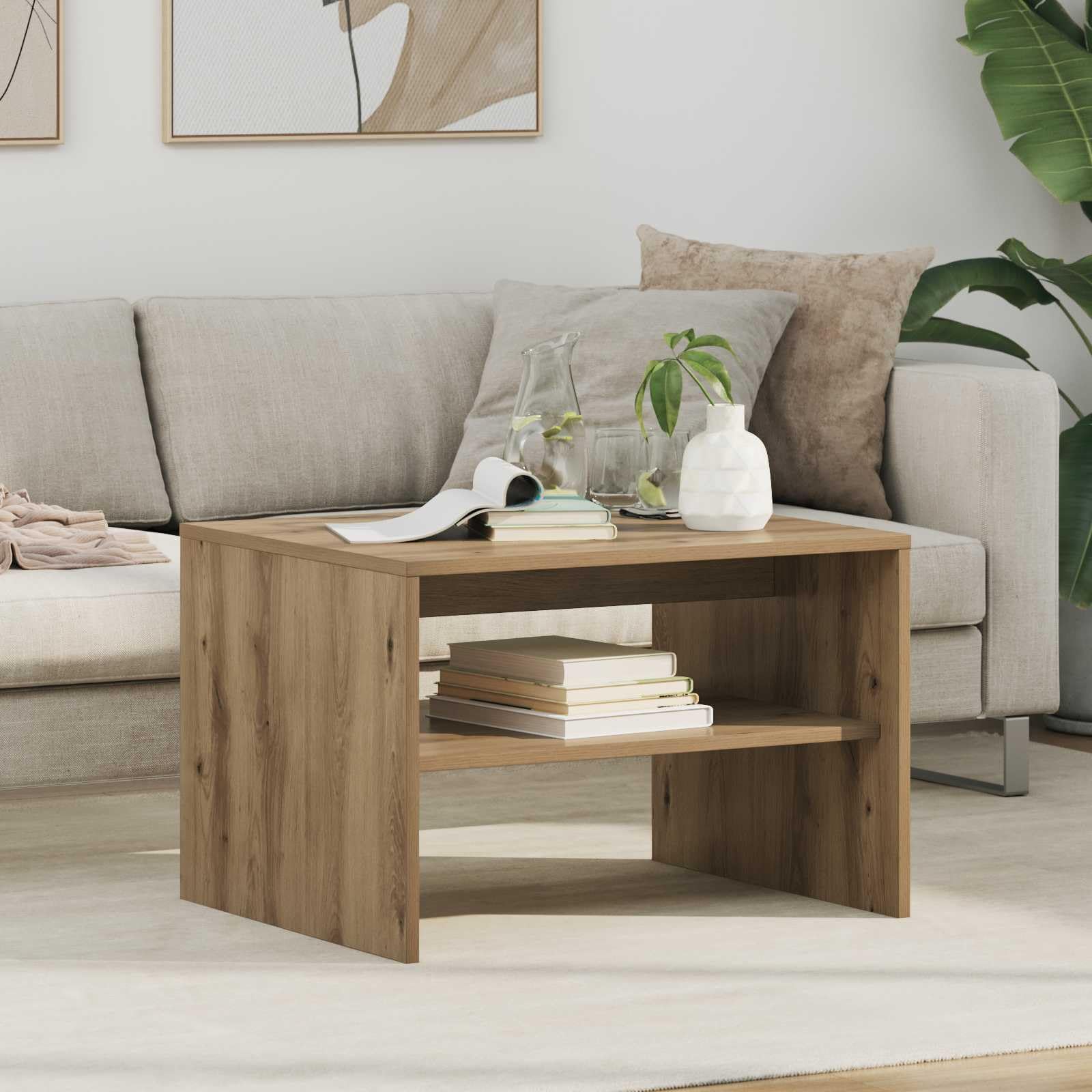 Table basse chêne artisanal 60x50x40 cm la solution idéale pour gagner de la place au salon