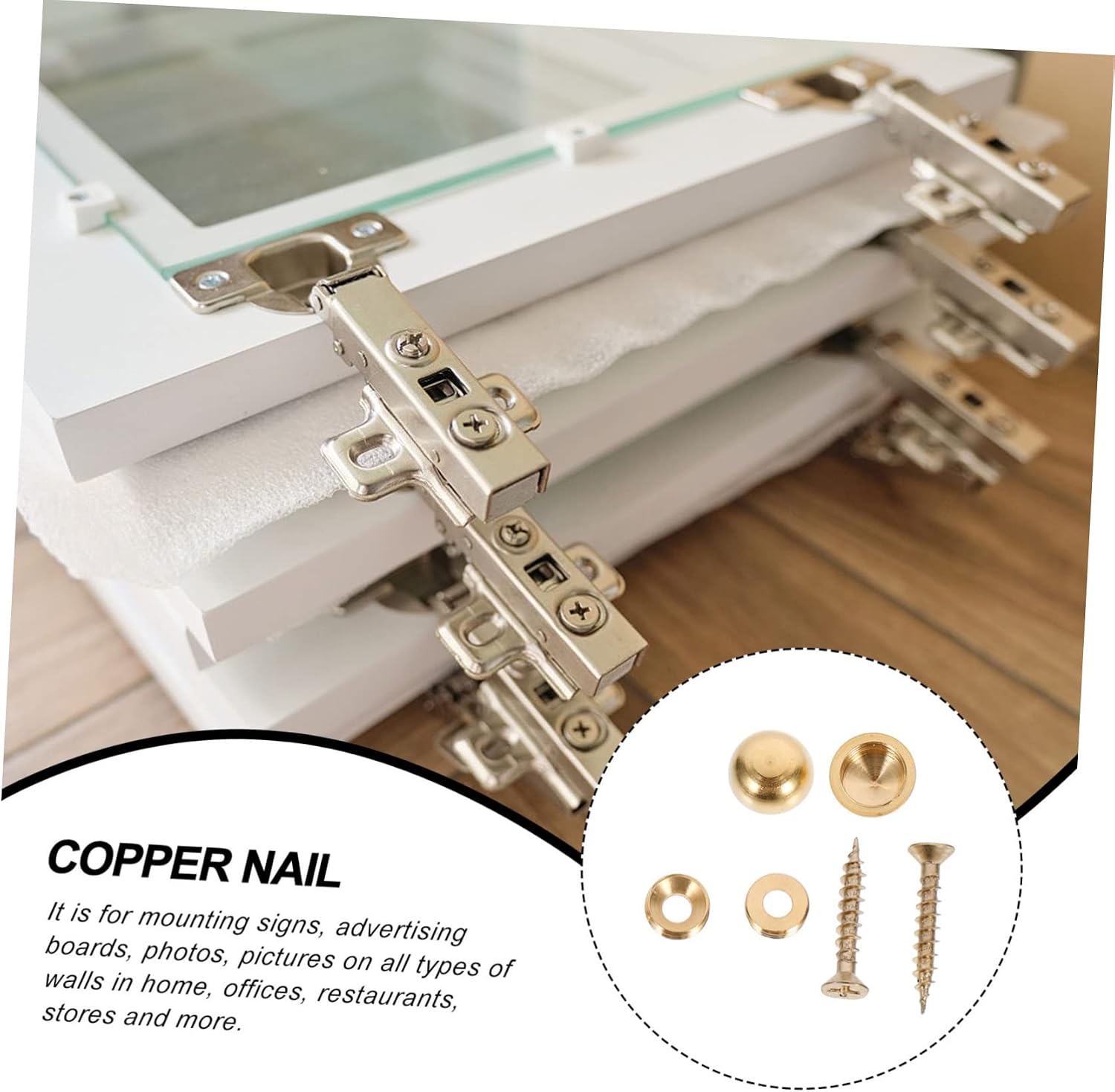 8pcs Thick Copper Mirror Nails with Decorative Caps for Glass