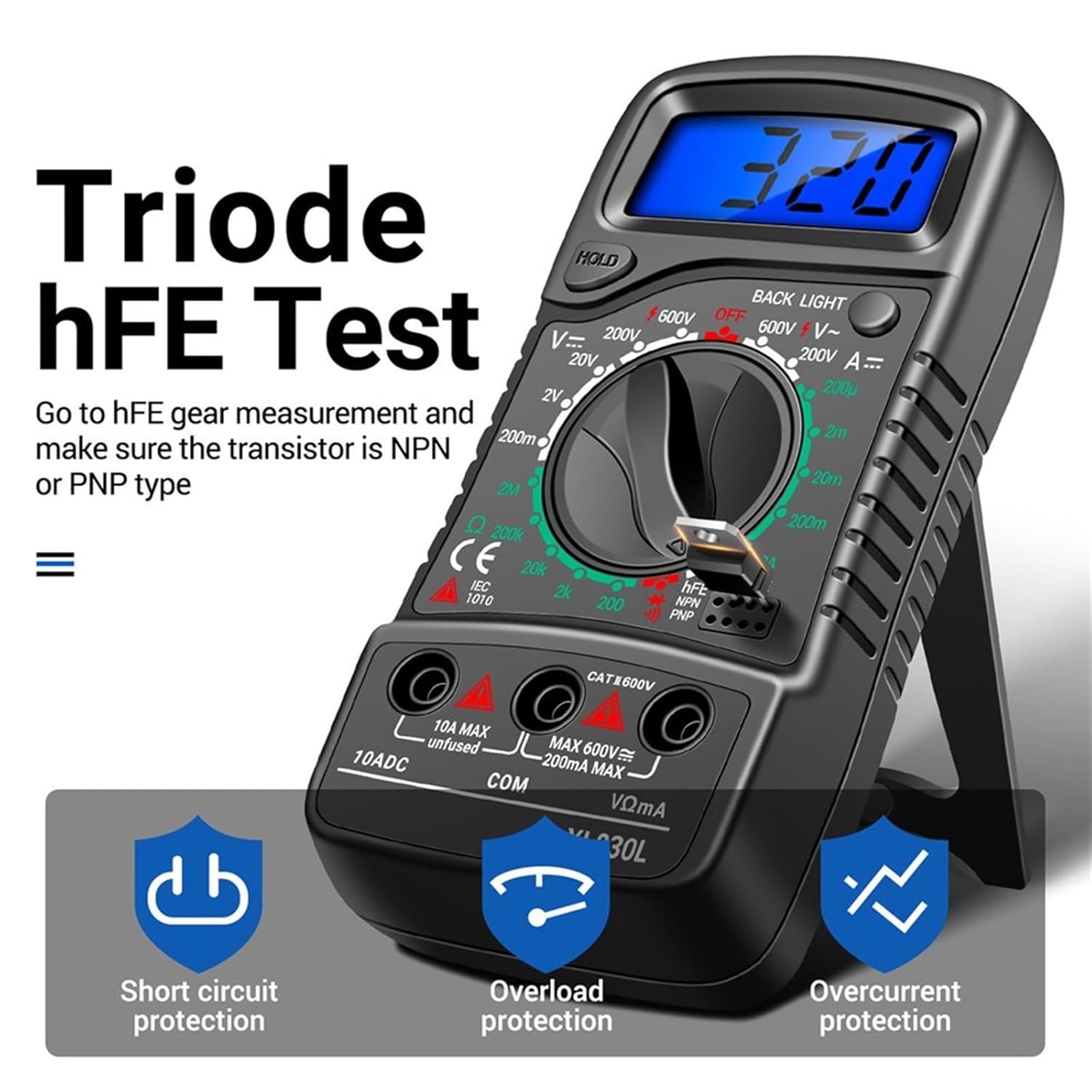 XL830L Digital Profissional Multimeter Electric Voltmeter Ammeter AC Voltage Tester OHM Tester Electrician Tools