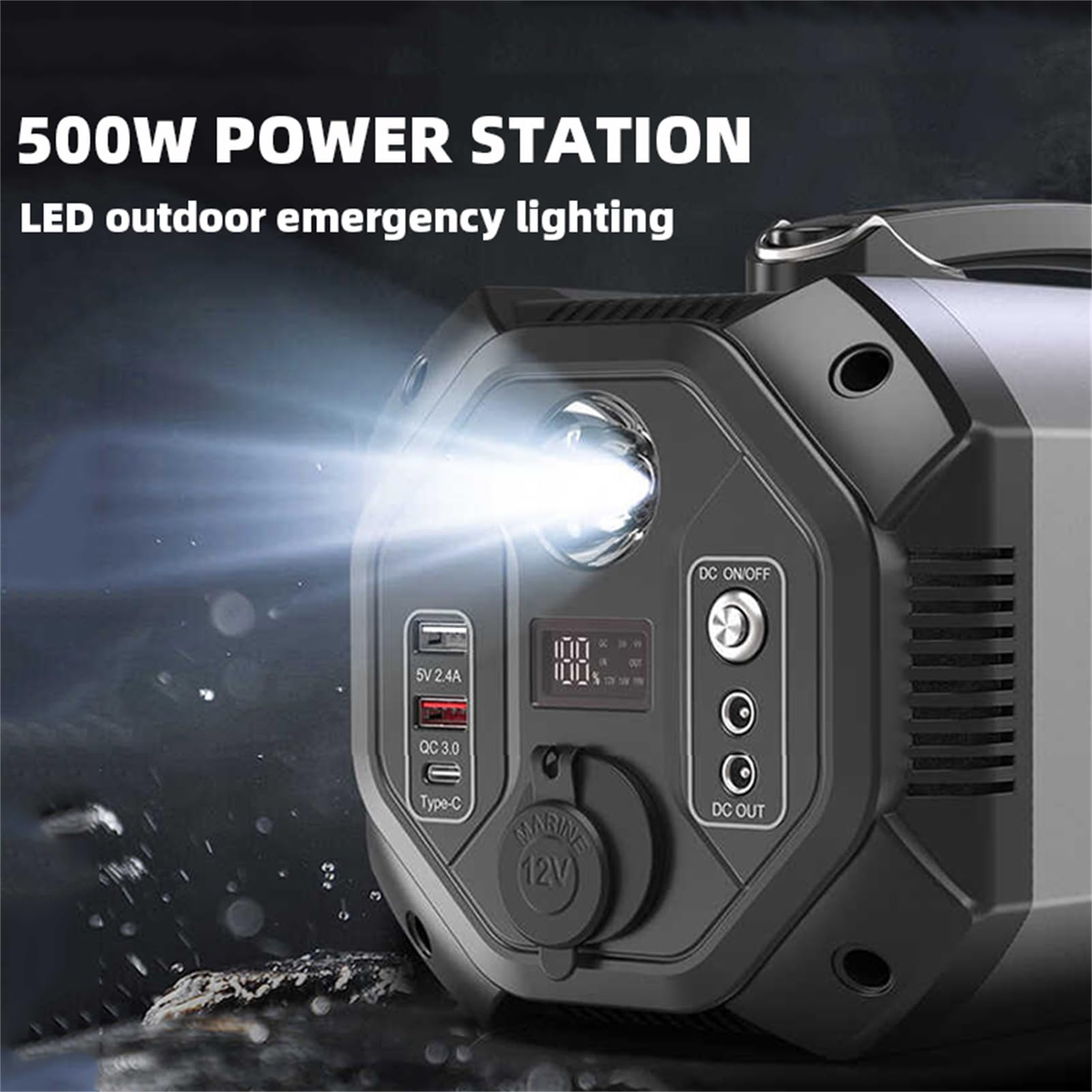 Estación de energía portátil de 500 W, generador de 444 Wh/120 000 mAh, batería de Litio de Respaldo, Onda sinusoidal Pura, generador Solar para Acampar al Aire Libre