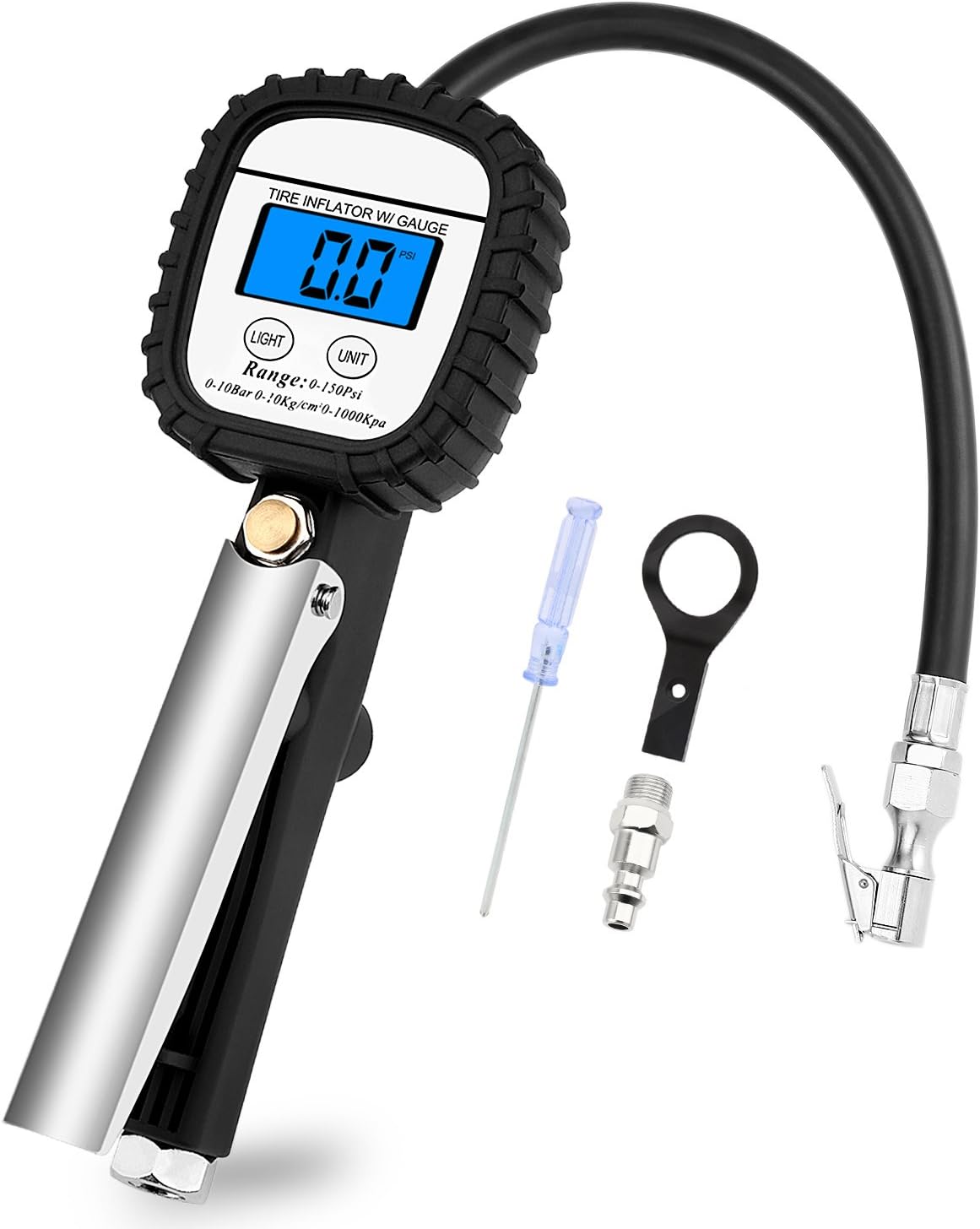 Geartronics Tire Pressure Gauge Inflator 150 PSI Digital Air Pressure Gauges Tire Inflator/Deflator Automatic Reading for Car Truck Tractor Motorcycle