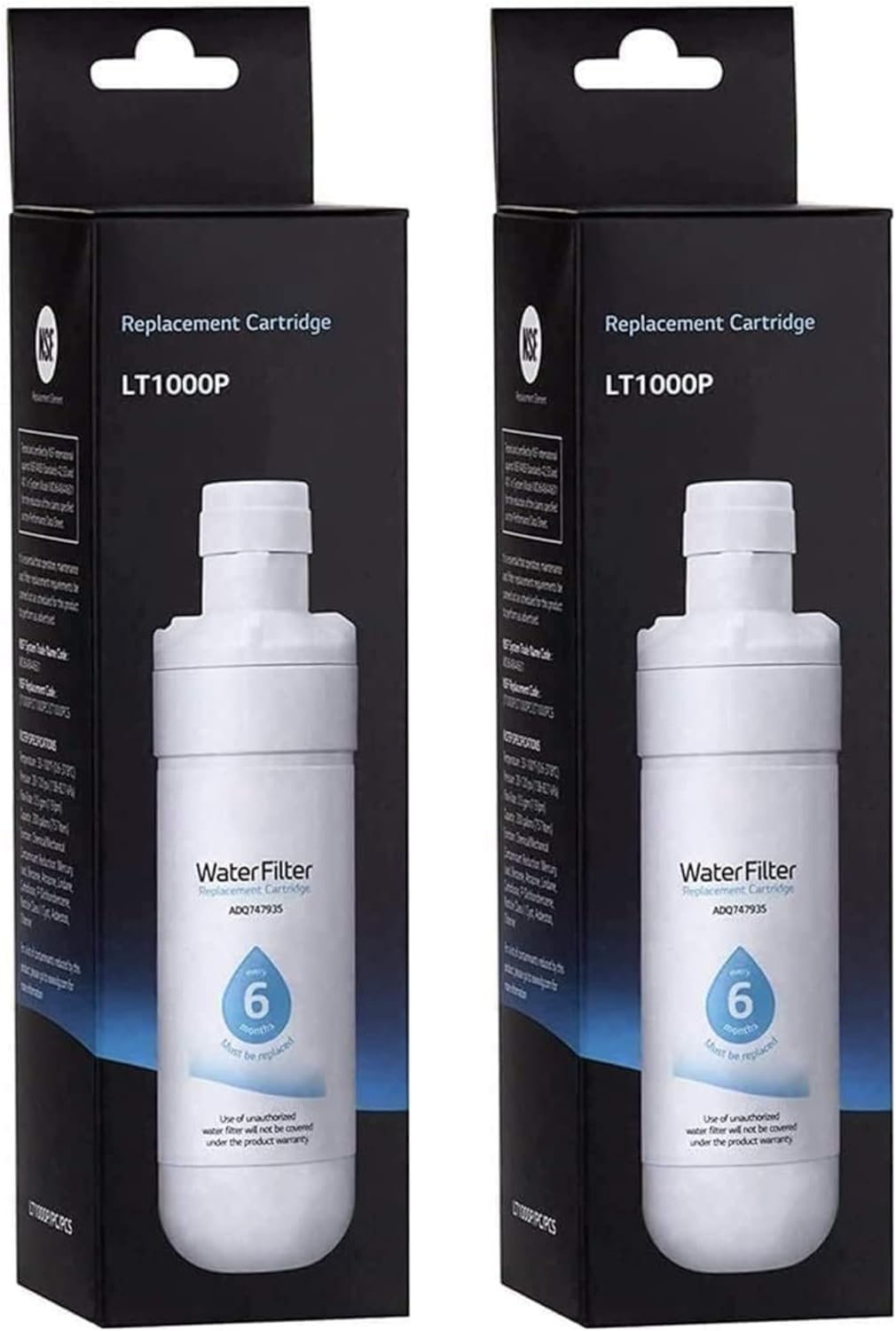 Refrigerator Water Filter Replacement for LG LT1000P/PC/PCS 2 Count, ADQ747935 ADQ74793501