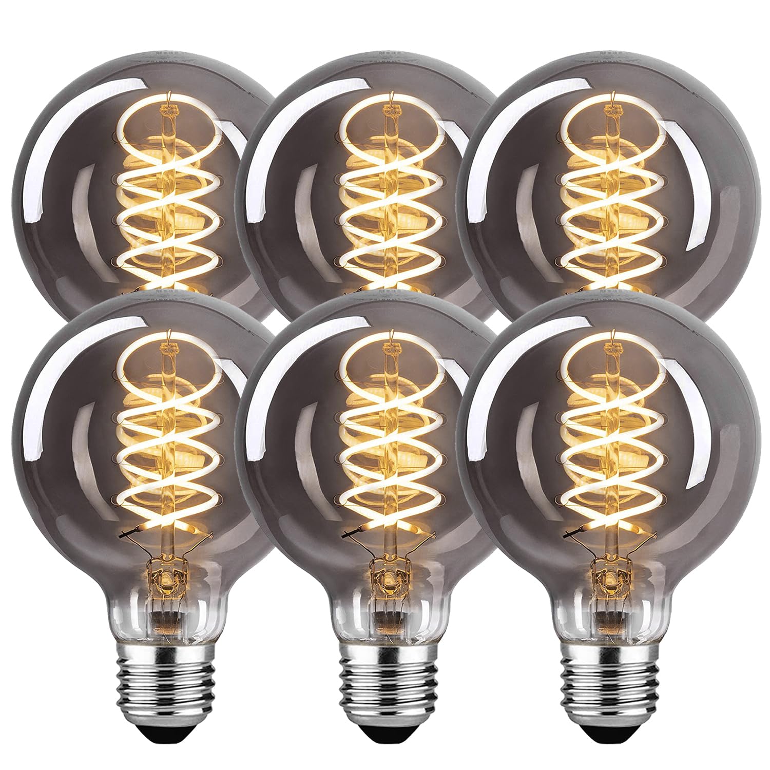 Ampoule LED vintage Edison, Ampoule dimmable E27 2700K 4W LED, Lampe Edison vintage à intensité variable E27, idéale pour un éclairage nostalgique et rétro - Gris Fumé - 6 pièces (G80)