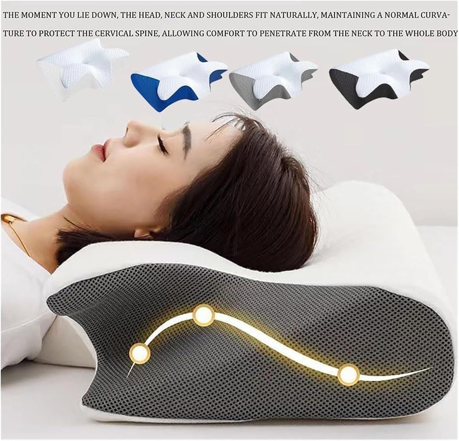 Poduszka Ortopedyczna, Pod Szyję, Łagodząca Dyskomfort, Ergonomiczna, Ze Zdejmowanym Pokrowcem, Łatwym Do Czyszczenia(Black)
