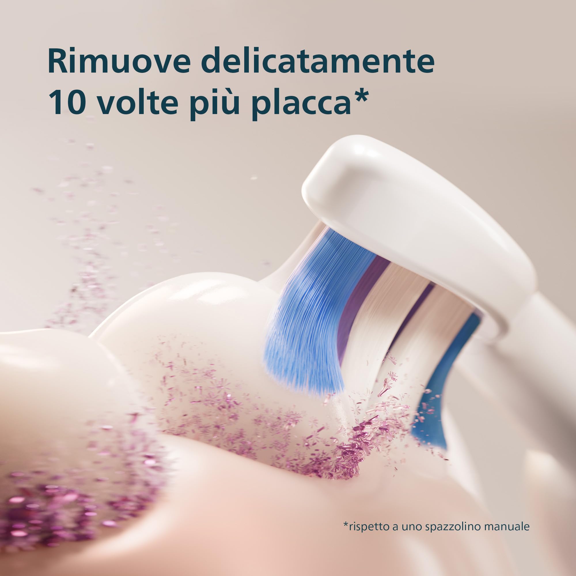 Philips Sonicare 6100, spazzolino sonico con 2 modalità di spazzolamento e 3 livelli di intensità, avviso di pressione, EasyStart, SmarTimer, custodia da viaggio, bianco, HX7400/02 [Nuova tecnologia]