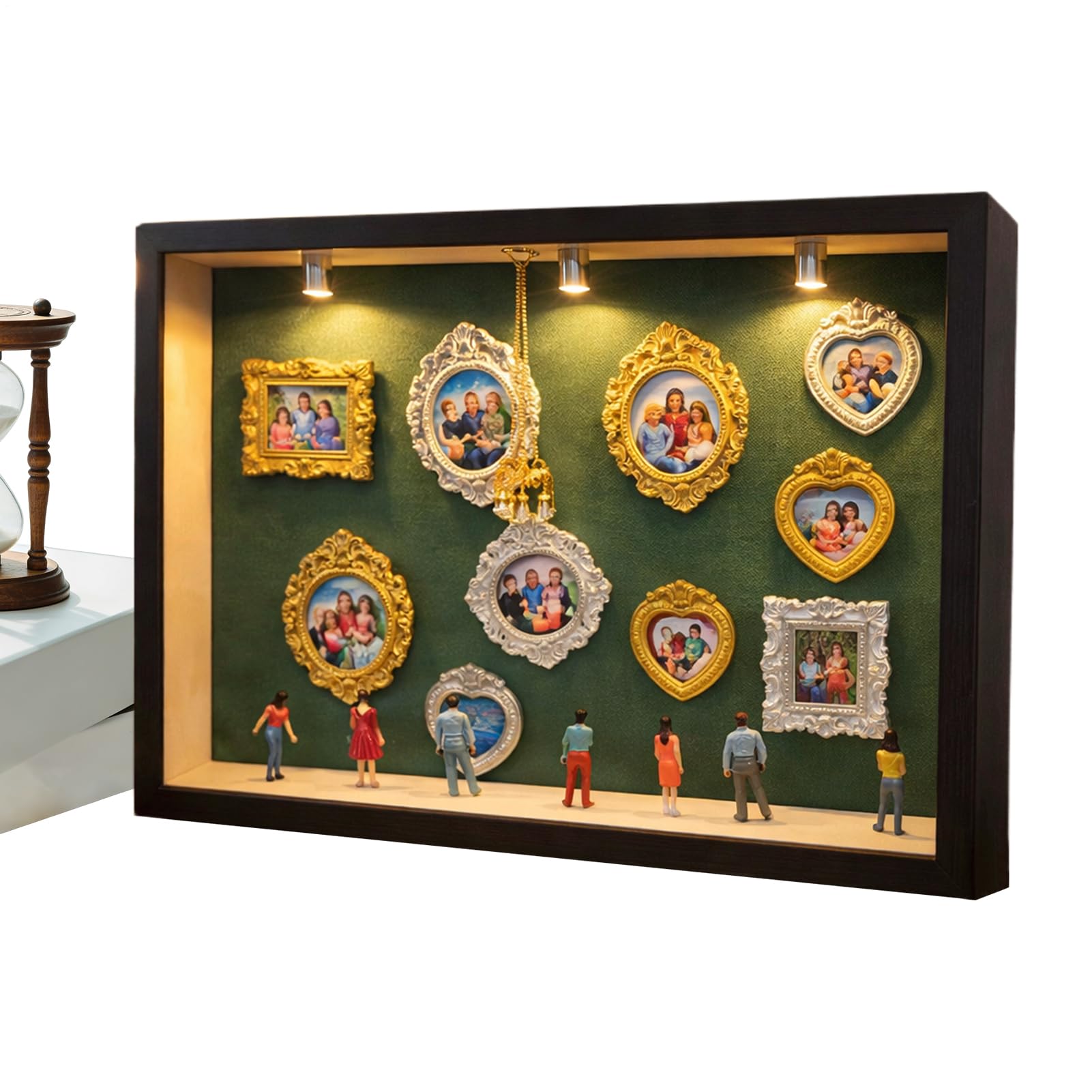 Generisch Scatola per in miniatura, decorazione per soggiorno, scrivania, kit museo in miniatura con statuette, per donne, uomini, ragazzi, adulti, pareti, soggiorno,