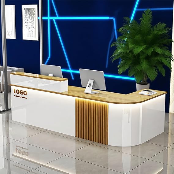 Reception Desk with Counterr, Lockable Drawers and Storage,Shopping Mall Office Cashier Receptionist Desk for Receptionists in Offices, Retail Stores, Lobbies, Shops
