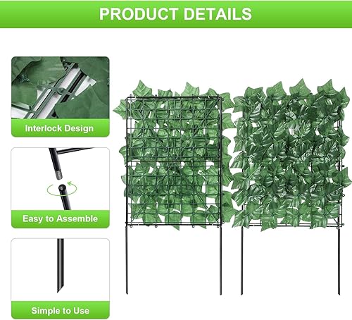 Miniatura 3 de OUSHENG Valla decorativa para jardín, paquete de 19 unidades, 20 pies de largo x 24 pulgadas de alto, vallas de metal inoxidables para perros para