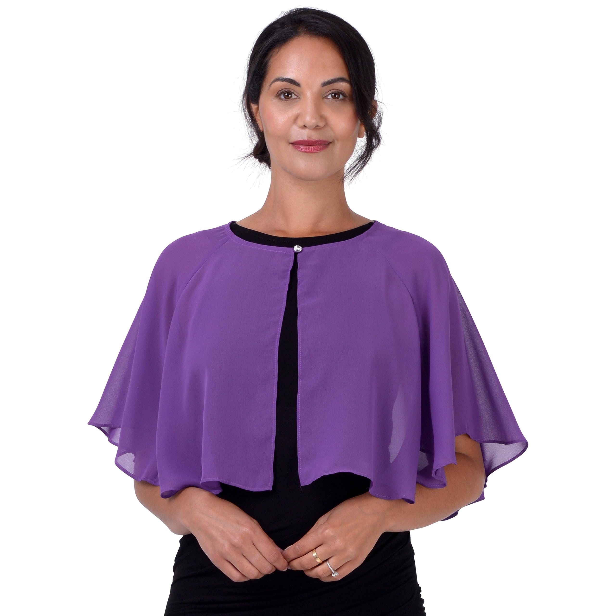 BlackButterfly Soft Wedding Wrap Evening Sheer Chiffon Cover Up Cape Shawl (Indigo, One Size)