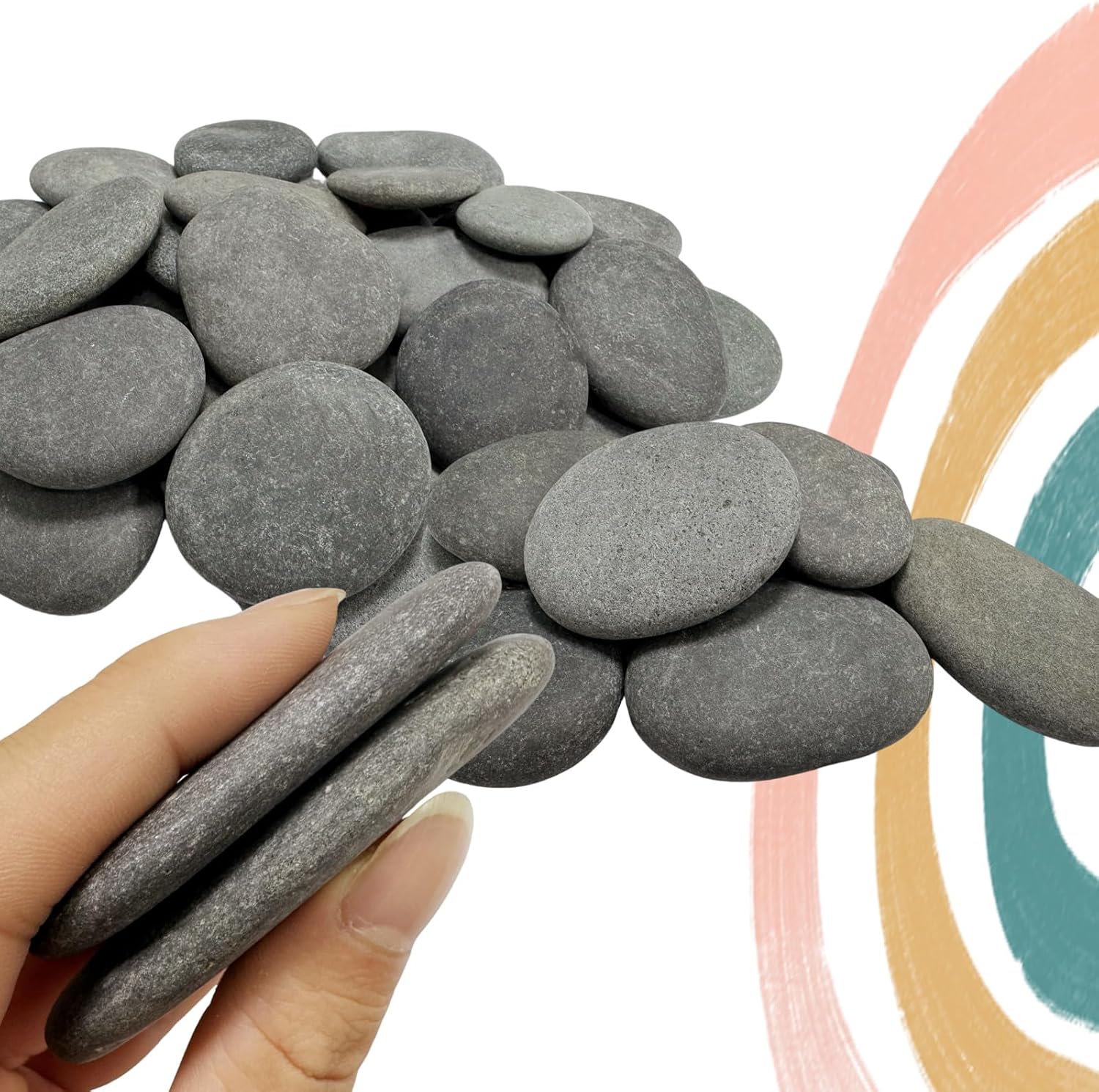 26PCS Rocks for Painting, 2-3 Inch Medium River Rocks to Paint, Flat Painting Rocks,Smooth Kindness Rocks for Crafts, DIY,Garden Decoration