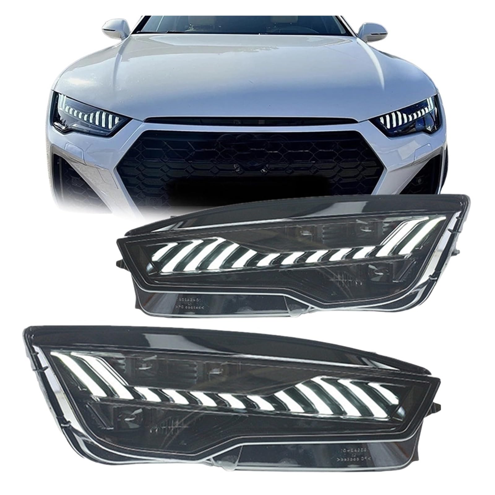Luci Anteriori per Auto per Audi A7 Gruppo fari 2011-2018 Stile RS7 aggiornato Luci diurne a LED con indicatori di direzione dinamici (- Anno)