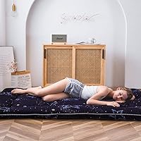 Vista 491 de Colchón futón japonés de piso gris constelación, de piso tatami, portátil, para acampar, para niños, sofá cama plegable enrollable con protector