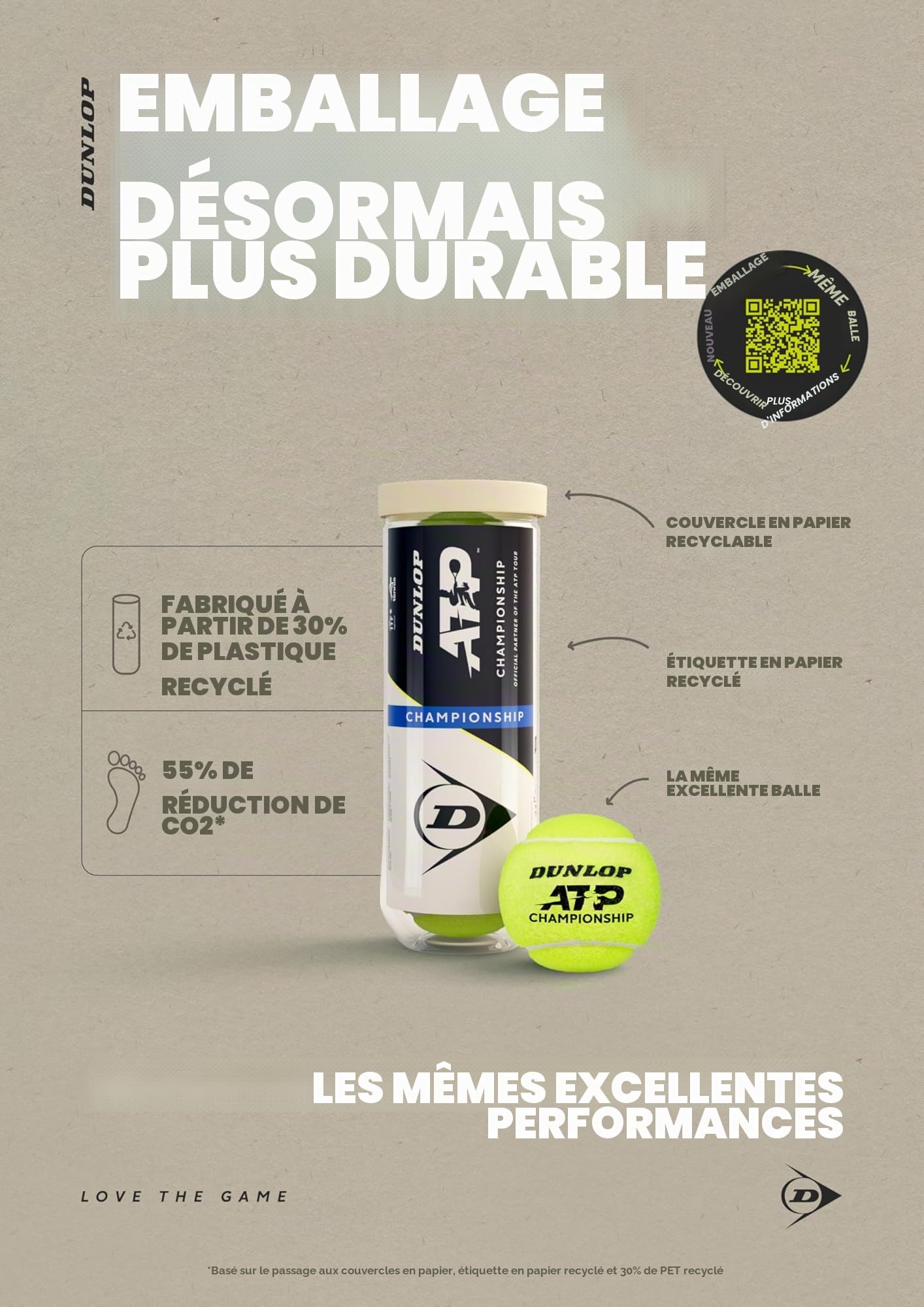 DUNLOP Balle de Tennis ATP Championship - pour Sable, Terrain Dur et Gazon