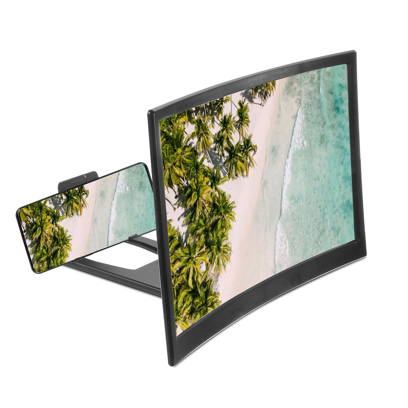 QUARKZMAN 14" Schermo Lente Ingrandimento per Cellulare Telefono, 3D HD Lente Proiettore Schermo Amplificatore Supporto per Tutti Telefoni Film Video Giochi, Nero 12x7,5x0,5"