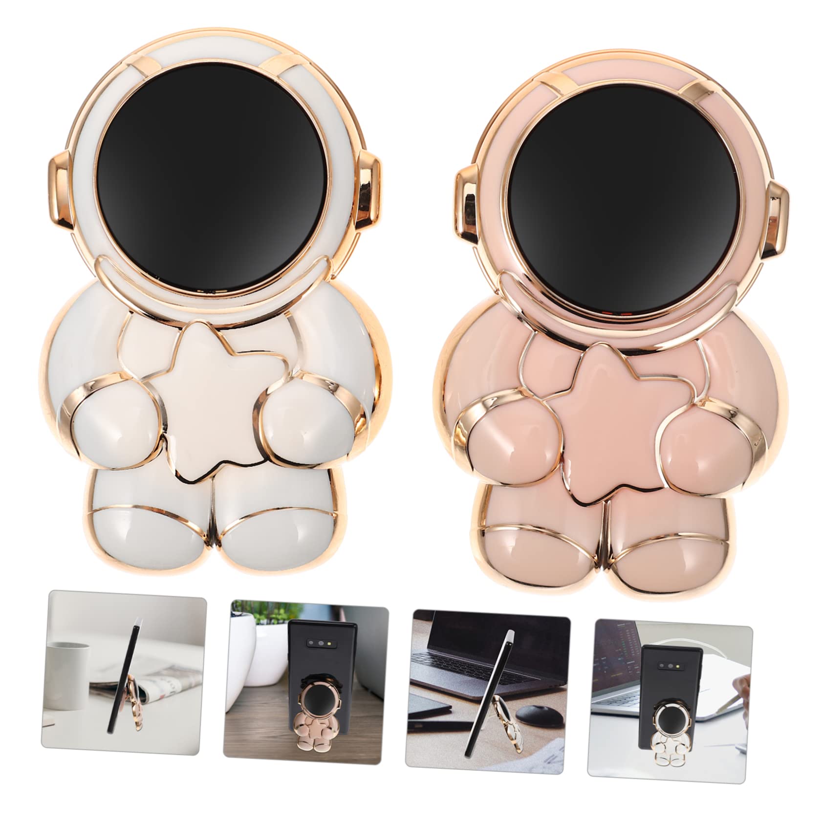 SEWACC 2pcs Foldable Astronaut Phone Holder Mobile Support for Smartphones and Tablets for Desk Use