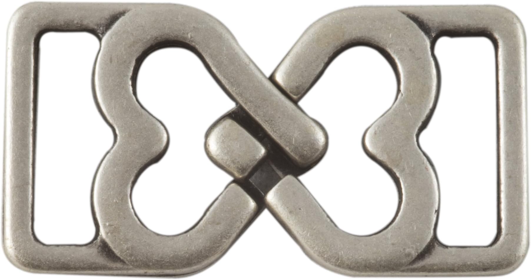 Small Interlocking Hearts Clasp"You Complete Me" in Antique Silver Finish. Size 0.5" X 1"