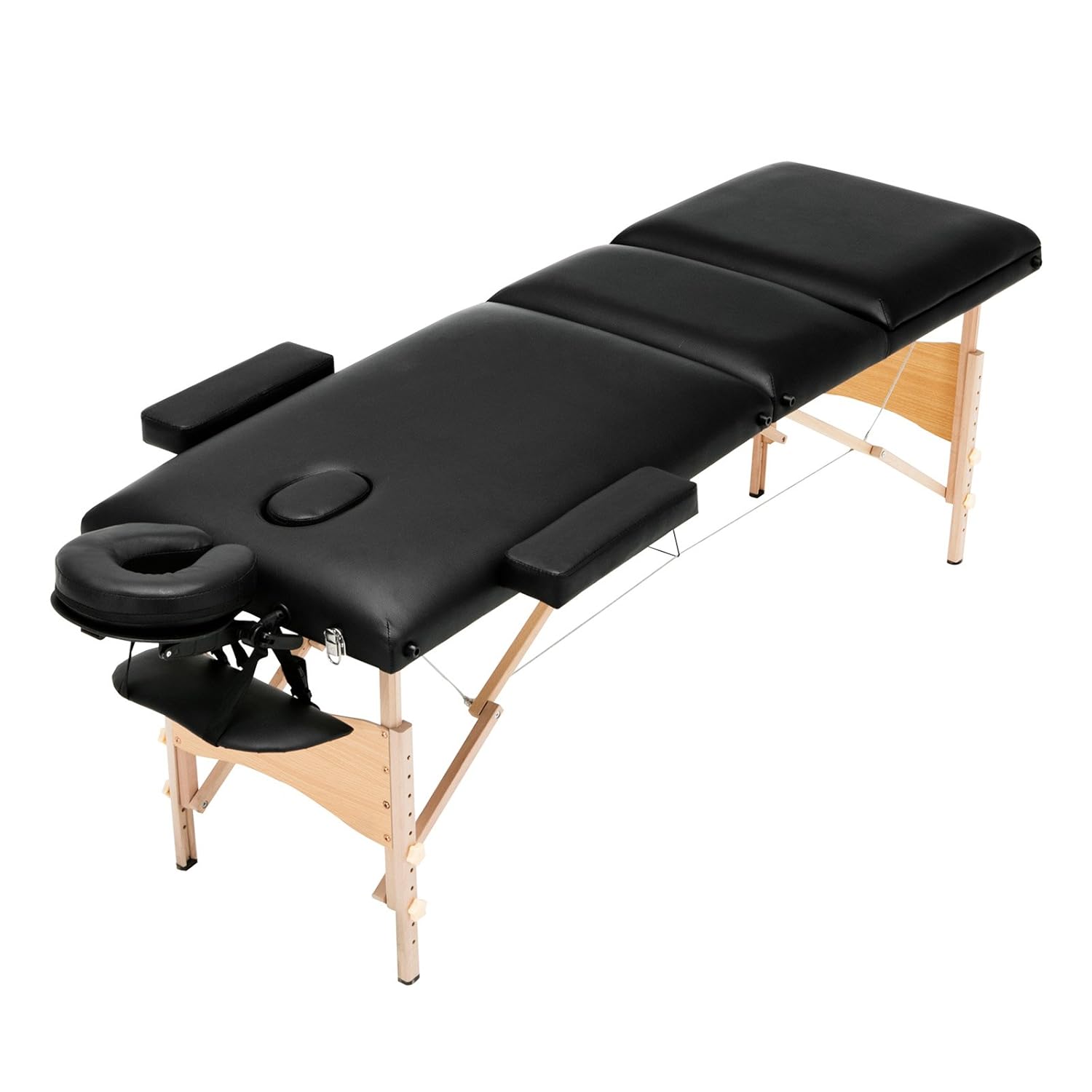 Folding Massage Table 84'' Massage Bed Professional With Accessories 3 Fold,Black
