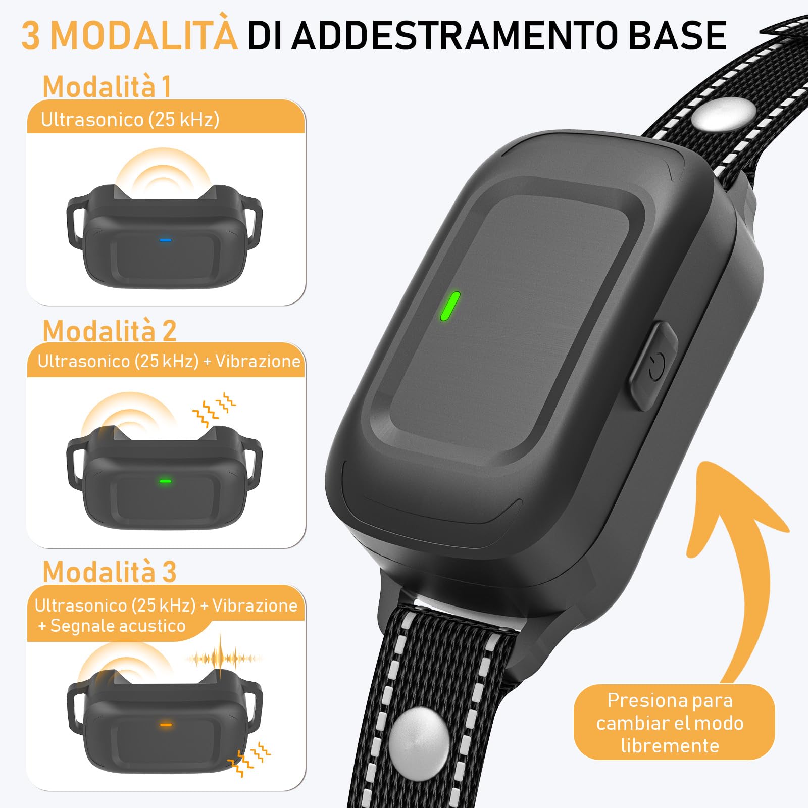 Collar Antiladridos para Perros, Antiladridos y Antiaullidos para Perros, Ultrasonido/Pitido/Vibración, Impermeable IPX7, Dispositivo Recargable para Detener — view 4