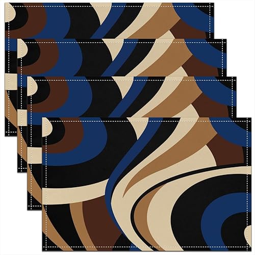 Miniatura 9 de Juego de 4 manteles individuales de remolinos rojos, negros y blancos, modernos círculos geométricos abstractos para hombres, mujeres, adultos,