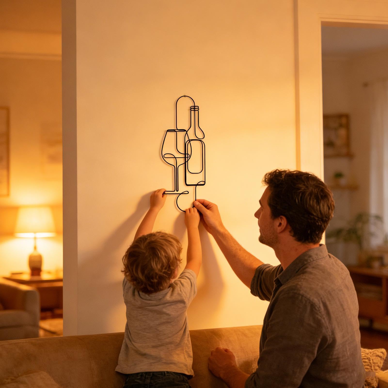 Decorazione da parete in metallo, scultura di bottiglia di vino, arte astratta da appendere alla parete, semplice decorazione per la casa, per cucina, sala da pranzo, bar, caffetteria, ufficio
