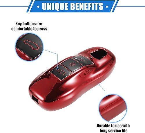 Miniatura 3 de VekAuto Funda protectora para llavero de automóvil con control remoto de 3 botones, compatible con Porsche Cayenne Panamera 2011-2017, protección