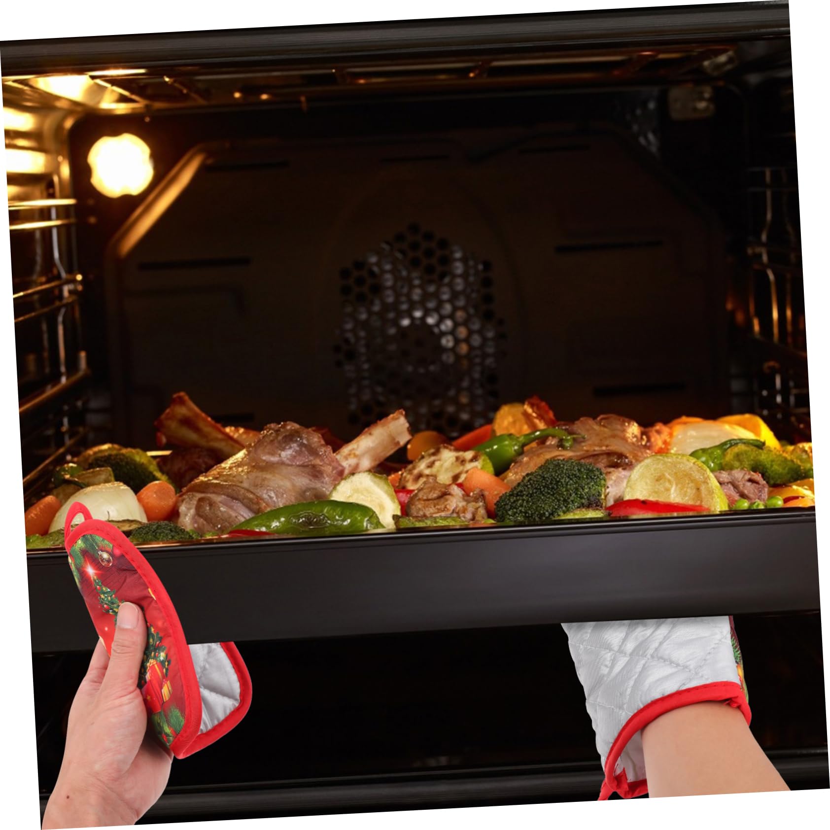 LABRIMP 12piezas Guantes De Cocina Anti-Scald De Almohadillas para Mesa Resistentes Al De Guantes Rojos para Horno y Microondas para Cocinar y Hornear