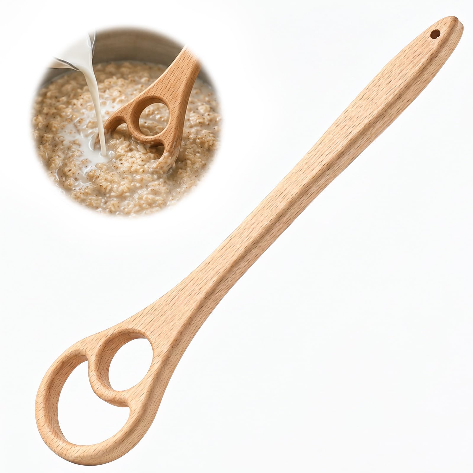 Wooden Danish Dough Whisk, 12 Inch Sourdough Bread Whisking Tool