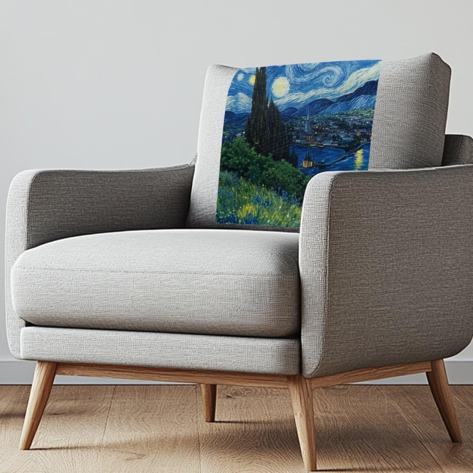 NETILGEN Blue Starry Night Recliner Headrest Cover Fabric Sofa Headrest Slipcovers Pet Scratch Resistant Couch Headrest Covers Furniture Protector Set of 3 โ image 1